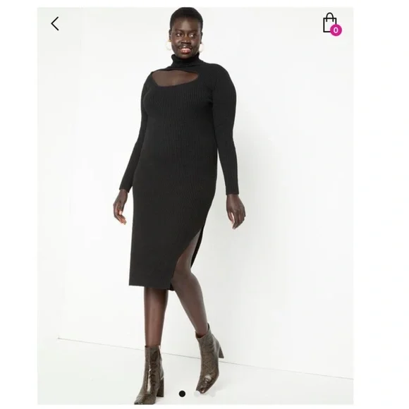 Eloquii Dresses Eloquii Cutout Detail Turtleneck Sweater Dress